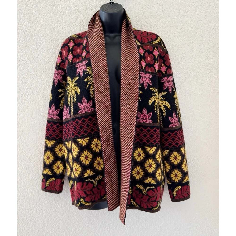 Johnny Was Parker Cashmere Blend Cardigan Floral Knit Boho Art Pockets. S - Picture 3 of 10
